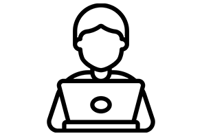Person working on a laptop icon