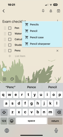 Screenshot of Google Keep